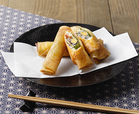 ししゃもの梅じそチーズ春巻き